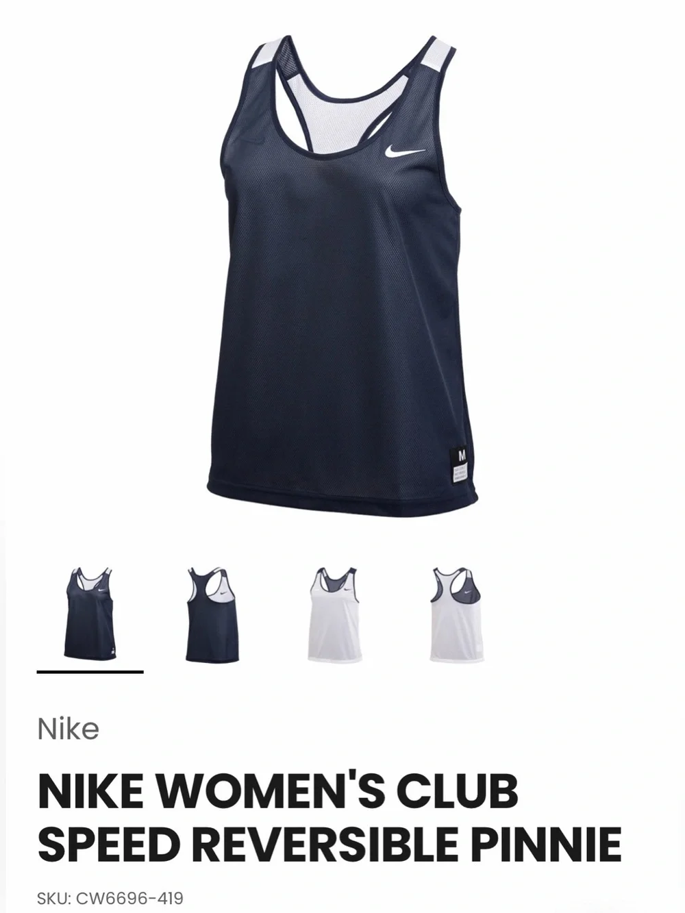 NWOT.  Women's Club Speed Reversible Lacrosse Pinnie.